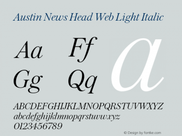 Austin News Head Web Light Italic Version 1.1 2015 Font Sample