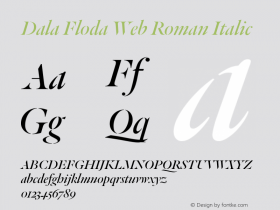 Dala Floda Web Roman Italic Version 001.002 2010 Font Sample