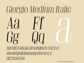 Giorgio Medium Italic Version 001.002 2009图片样张