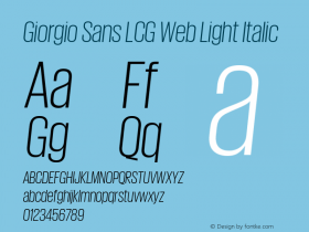 Giorgio Sans LCG Web Light Italic Version None 2012 Font Sample