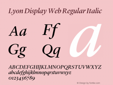 Lyon Display Web Regular Italic Version 001.000 2010 Font Sample