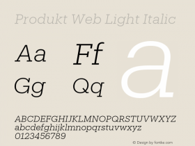 Produkt Web Light Italic Version 1.1 2014 Font Sample