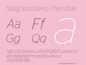 Stag SansWeb Thin Italic Version 1.1 2007图片样张