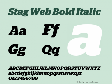 Stag Web Bold Italic Version 2.1 2011 Font Sample