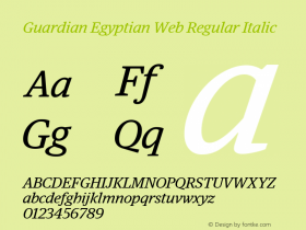 Guardian Egyptian Web Regular Italic Version 001.002 2009 Font Sample