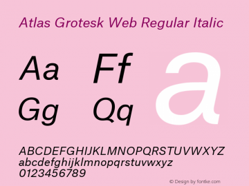 Atlas Grotesk Web Regular Italic Version 1.001 2012 Font Sample