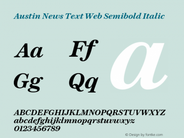 Austin News Text Web Semibold Italic Version 1.1 2015 Font Sample