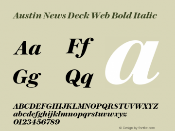 Austin News Deck Web Bold Italic Version 1.1 2015 Font Sample