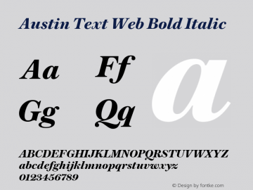 Austin Text Web Bold Italic Version 1.1 2013 Font Sample