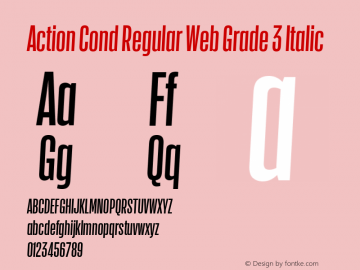 Action Cond Regular Web Grade 3 Italic Version 1.1 2015 Font Sample