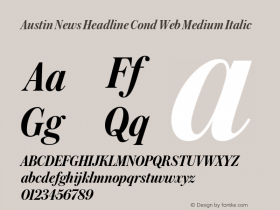 Austin News Headline Cond Web Medium Italic Version 1.1 2016 Font Sample
