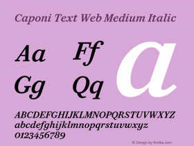 Caponi Text Web Medium Italic Version 1.1 2013 Font Sample