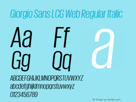 Giorgio Sans LCG Web Regular Italic Version 1.001 2012 Font Sample