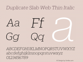 Duplicate Slab Web Thin Italic Version 1.1 2013图片样张