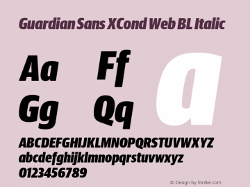 Guardian Sans XCond Web BL Italic Version 1.1 2012 Font Sample