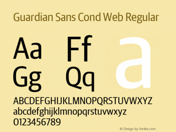 Guardian Sans Cond Web Regular Version 1.1 2012 Font Sample