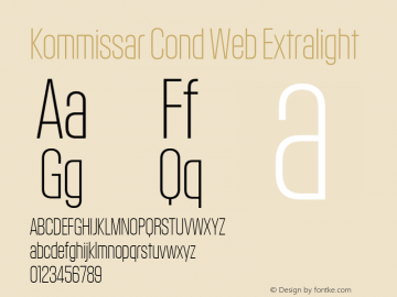 Kommissar Cond Web Extralight Version 1.1 2011 Font Sample