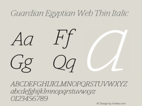 Guardian Egyptian Web Thin Italic Version 001.002 2009 Font Sample