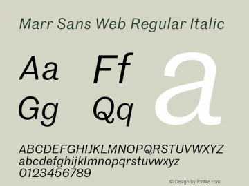 Marr Sans Web Regular Italic Version 1.1 2014 Font Sample
