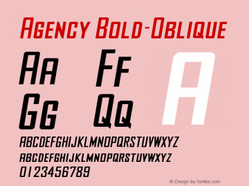 Agency Bold-Oblique 1.0 Wed Sep 07 08:17:37 1994图片样张