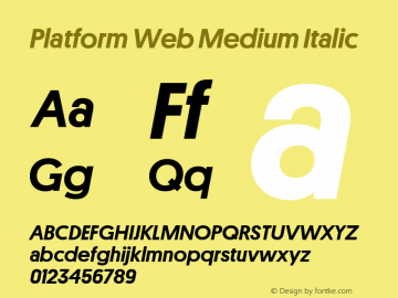 Platform Web Medium Italic Version 001.001 2010 Font Sample