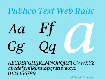 Publico Text Web Italic Version 002.000 2010 Font Sample