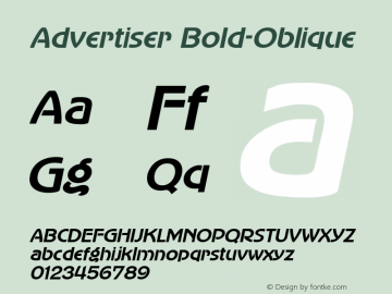 Advertiser Bold-Oblique 1.000 Font Sample
