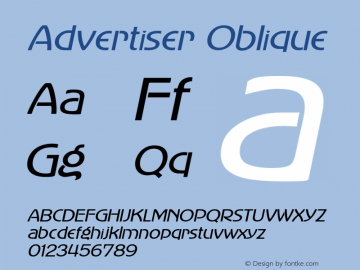 Advertiser Oblique 1.000 Font Sample