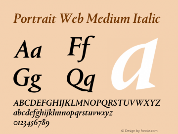 Portrait Web Medium Italic Version 1.1 2013图片样张