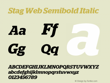 Stag Web Semibold Italic Version 2.1 2011 Font Sample