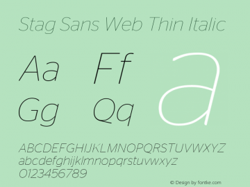 Stag Sans Web Thin Italic Version 1.1 2007 Font Sample
