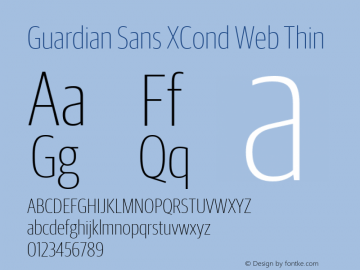 Guardian Sans XCond Web Thin Version 1.1 2012 Font Sample