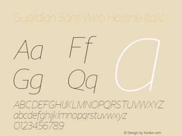 Guardian Sans Web Hairline Italic Version 001.002 2009图片样张